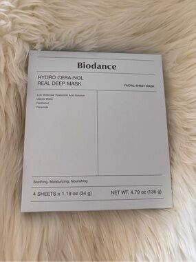NEW Biodance Hydro Cera-Nol Real Deep Mask — White Facial Sheet Mask (4 Sheets)